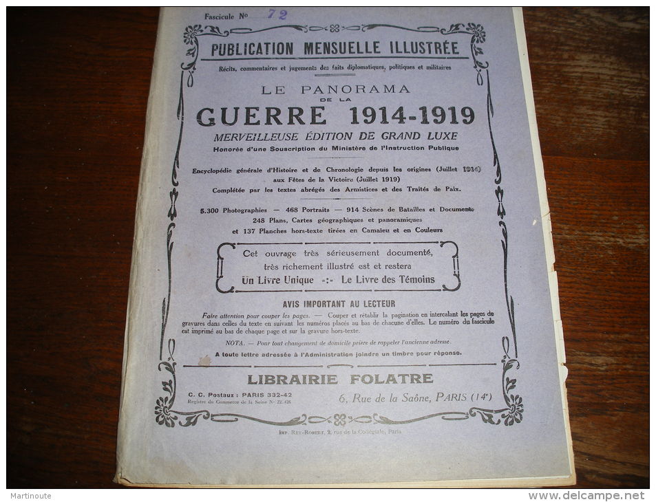 - MILITARIA - 6 Publications Très Bien Illustrées Du N°72 à 77 Sur La Guerre 1914/1919, Merveilleuse édition - 1900 - 1949