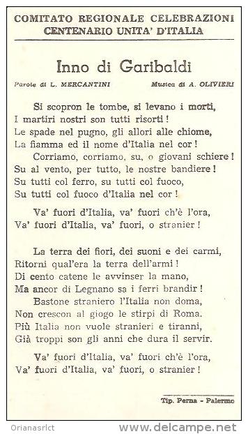 61820) Cartolina Comitato Regionale Celebrazioni Centenario Unità Ditalia - Raffigurante Giuseppe Garibaldi - Historia