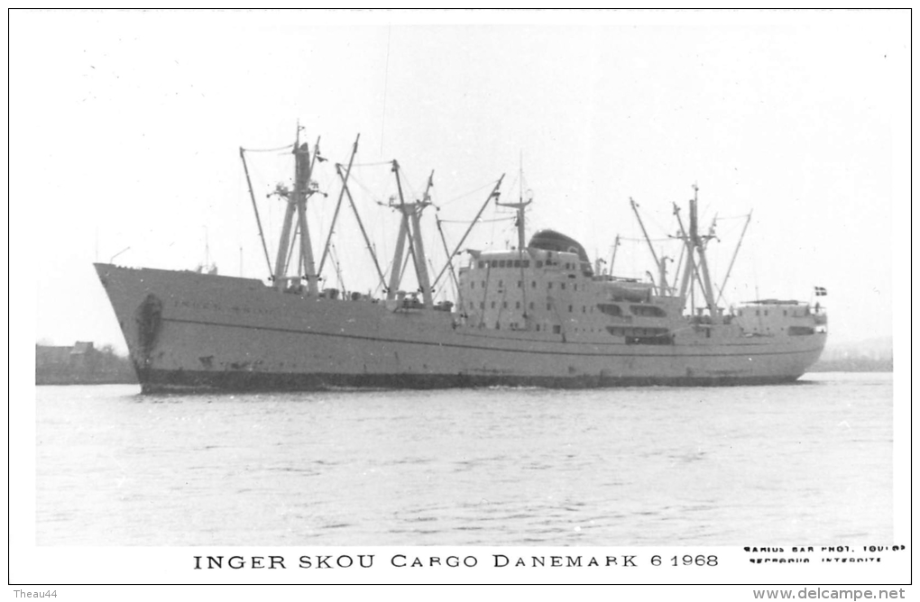 ¤¤  -  Carte Photo D´un Bateau De Commerce  " INGER SKOU " Cargo Danois En 1968 - Danemarck  -  ¤¤ - Cargos