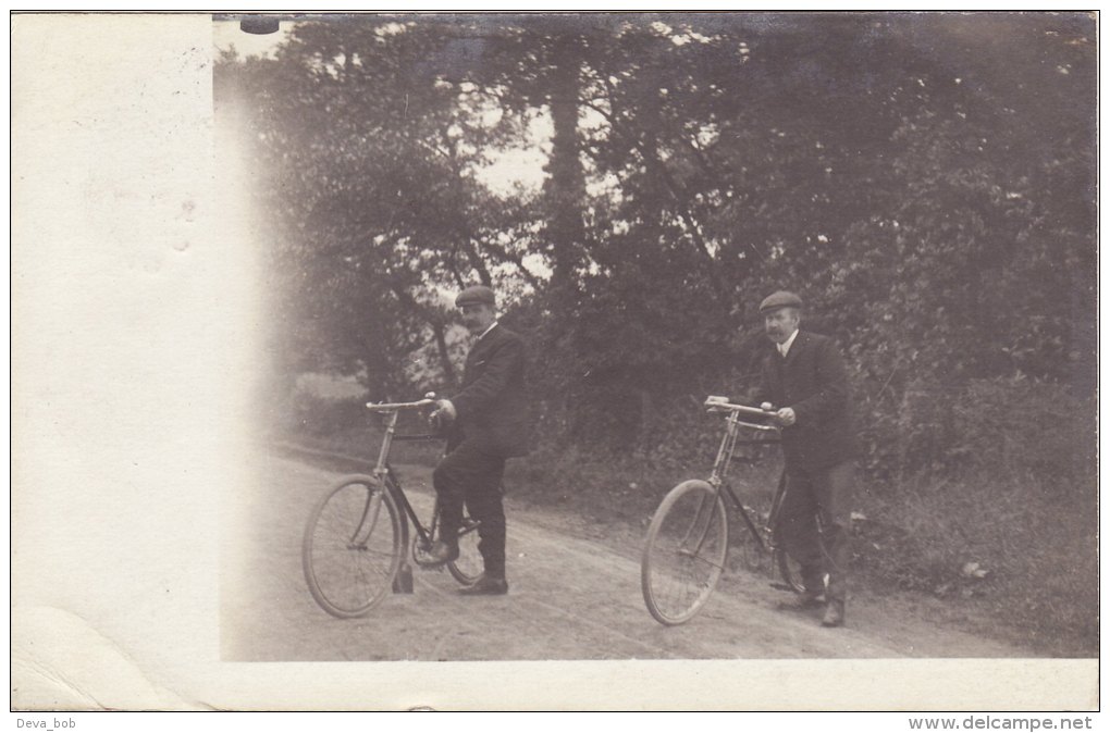 RP Postcard Two Edwardian Gentlemen & Bicycles Real Photo Cycle Bike - Altri & Non Classificati