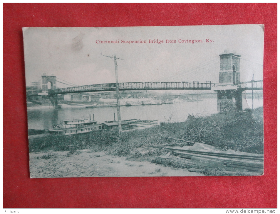 KY - Kentucky > Covington  Suspension Bridge--  Kramer Art Co 1910 Cancel -  Ref-1085 - Covington