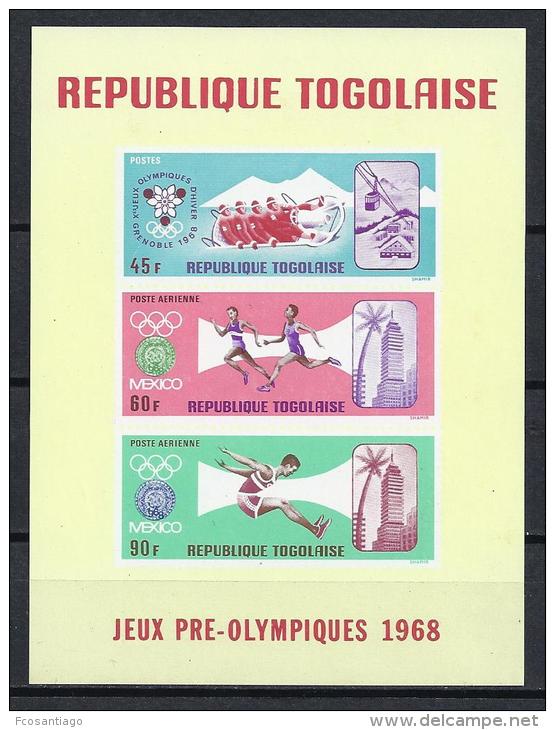 JUEGOS OLÍMPICOS - TOGO 1967 -  Yvert #H29 - MNH ** - Verano 1968: México