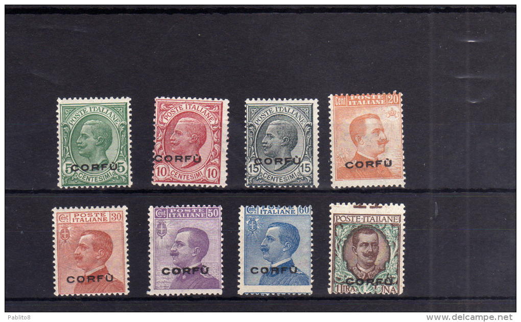 OCCUPAZIONI ITALIANE CORFU' 1923 SOPRASTAMPATI D'ITALIA ITALY OVERPRINTED SERIE COMPLETA MNH CON VARIETA' VARIETY - Corfou