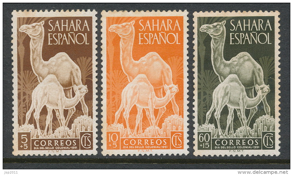 Spanish Sahara 1951, Edifil # 91-93. Dia Del Sello, MH (*) - Sahara Espagnol