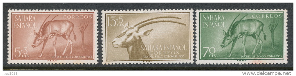 Spanish Sahara 1955, Edifil # 123-125. Dia Del Sello, MH (*) - Sahara Espagnol