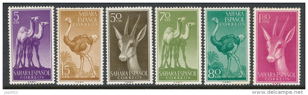 Spanish Sahara 1957, Edifil # 133-138. Fauna Indigena, MH (*) - Spanische Sahara