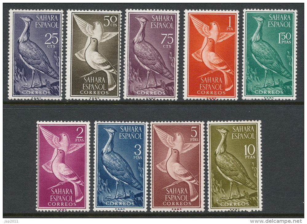 Spanish Sahara 1961, Edifil # 180-188. Aves, MH (*) - Sahara Español