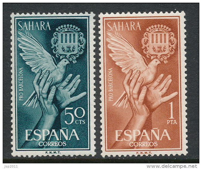 Spanish Sahara 1963, Edifil # 220-221. Ayuda A Barcelona, MH (*) - Sahara Espagnol