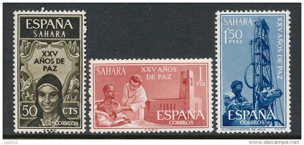 Spanish Sahara 1965, Edifil # 239-241 XXV Years Of Peace, MH (*) - Sahara Espagnol