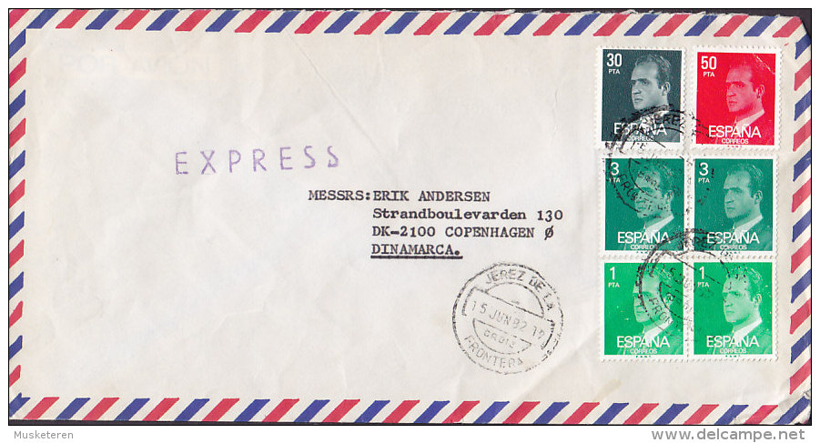 Spain Airmail EXPRESS Por Avion WILLIAMS & HUMBERT Ltd., JEREZ DE LA FRONTERA 1982 Cover King Juan Carlos Stamps - Briefe U. Dokumente