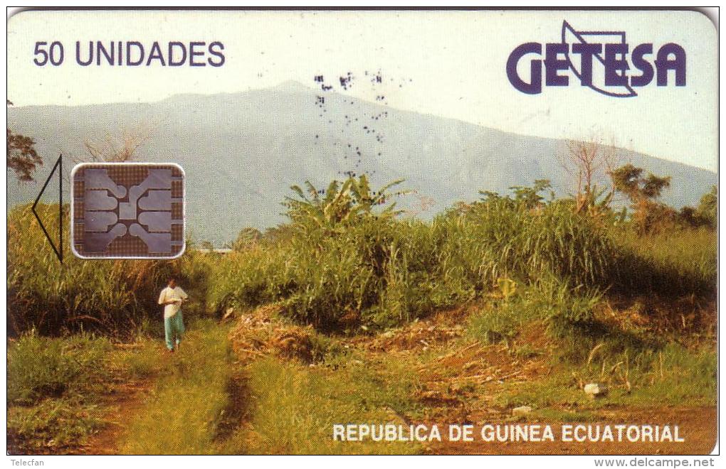 GUINEE EQUATORIALE PAYSAGE LANDSCAPE 50U SC5 9N° ROUGES RED UT - Aequatorial-Guinea