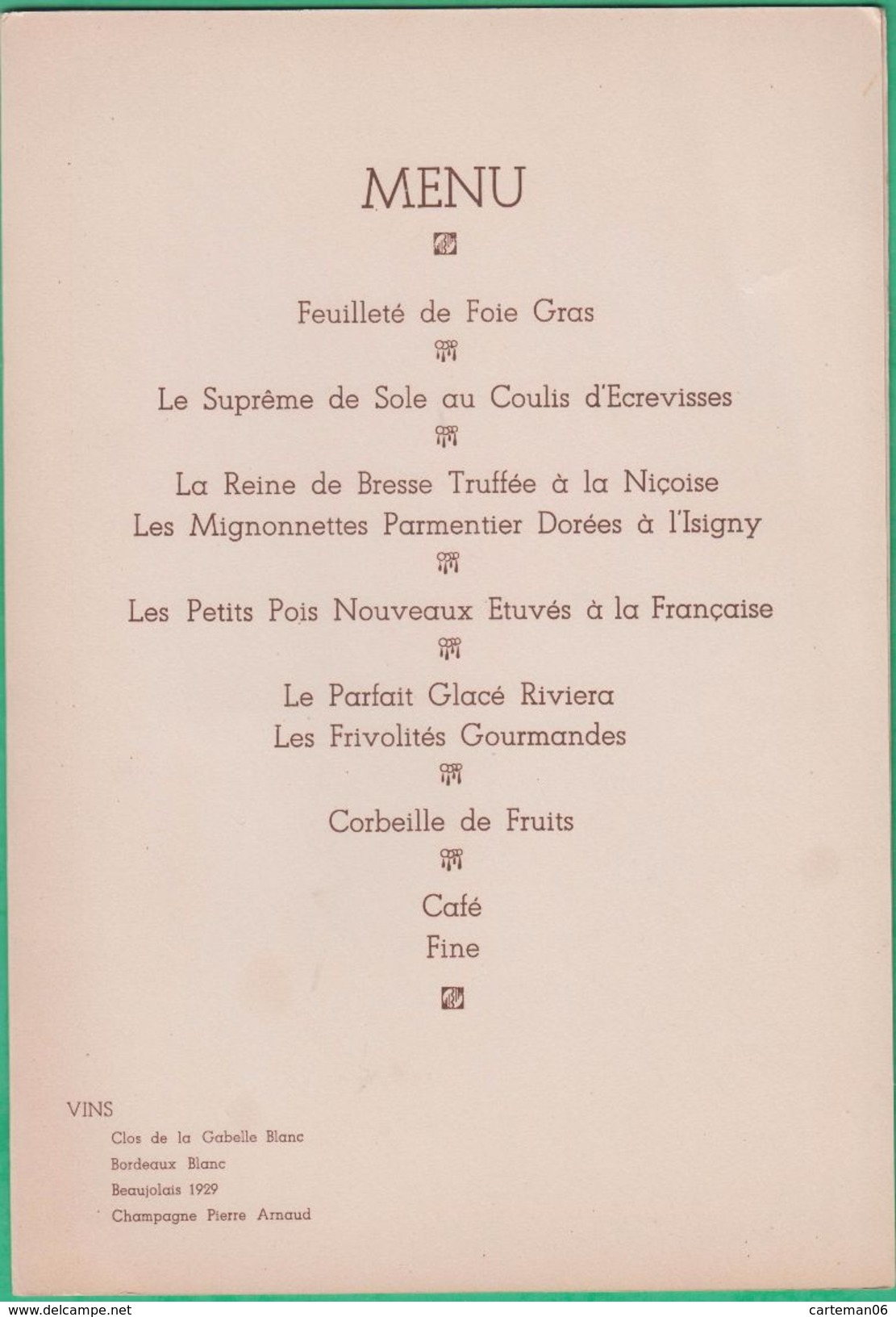 Menu - Assises Franco Italiennes De Médecine Nice - Costumes Des Paysannes De Nice - Casino De La Jetée Promenade - Menus