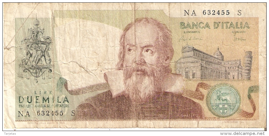 BILLETE DE ITALIA DE 2000 LIRAS DEL AÑO 1983  GALILEO  (BANKNOTE) - 2000 Lire