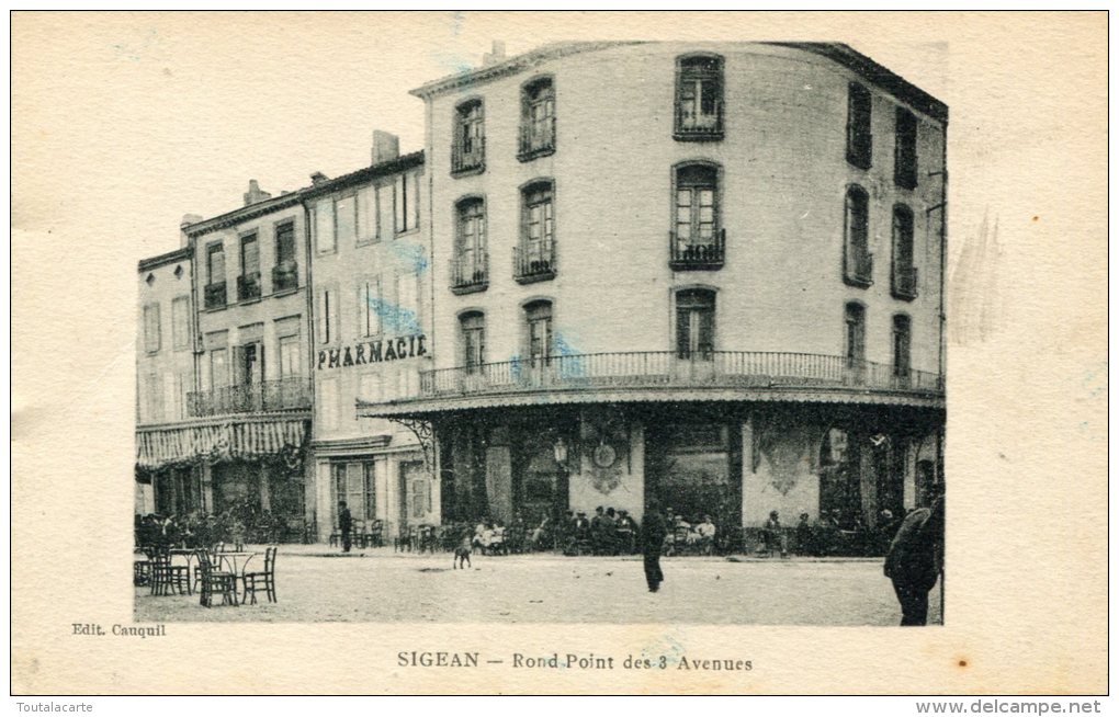 CPA 11 SIGEAN ROND POINT DES 3 AVENUES 1923 - Sigean