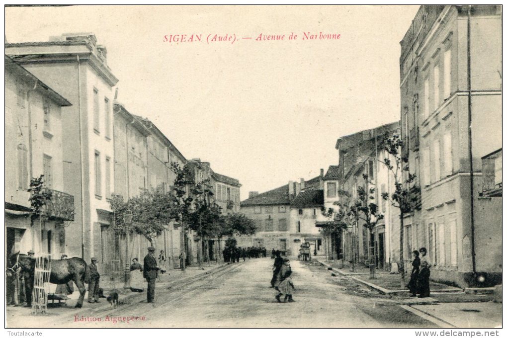 CPA 11 SIGEAN AVENUE DE NARBONNE 1915 - Sigean