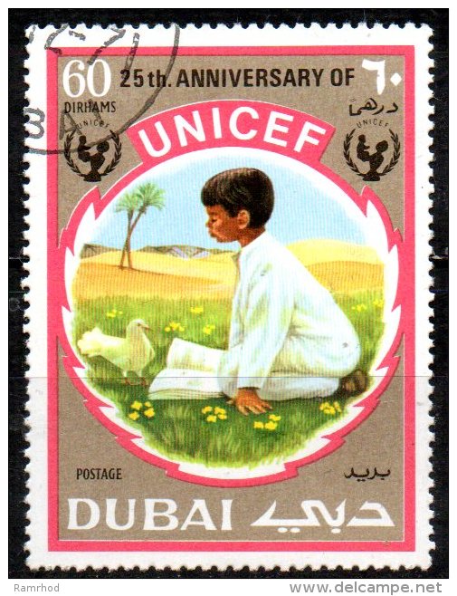 DUBAI 1971 25th Anniv Of UNICEF - 60d Boy In Meadow  FU - Dubai