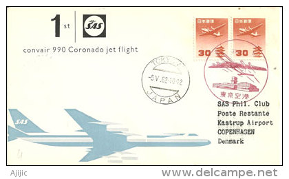 JAPAN-DENMARK. Premier Vol Convair 990 Coronado Tokyo - Copenhague 5 Mai 1962 - Airmail