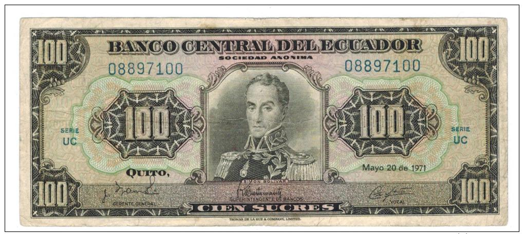 Ecuador , 100 Sucres 1971, VF. - Ecuador