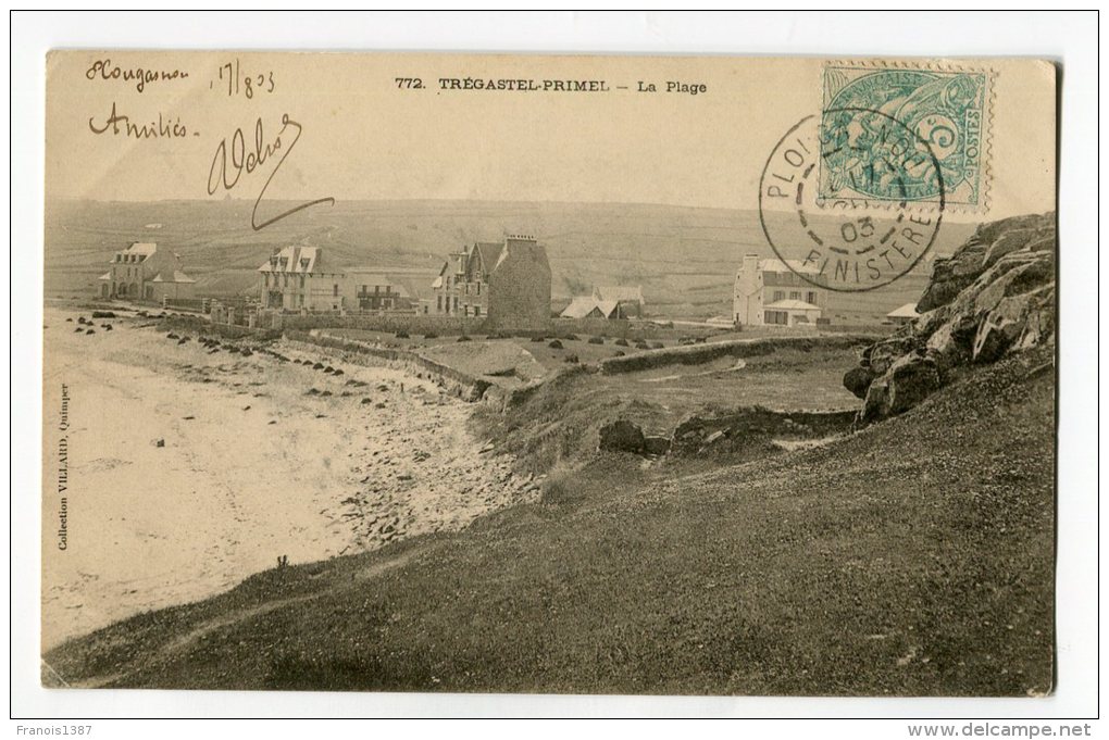 Ref 191 - TREGASTEL-PRIMEL - La Plage (CARTE PIONNIERE De 1903 - Scan Du Verso) - Primel