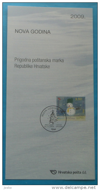 NOVA GODINA 2009. - Croatia Post Postage Stamp Prospectus * New Year Nouvelles Années Neues Jahr Nuovi Anni Snowman - New Year