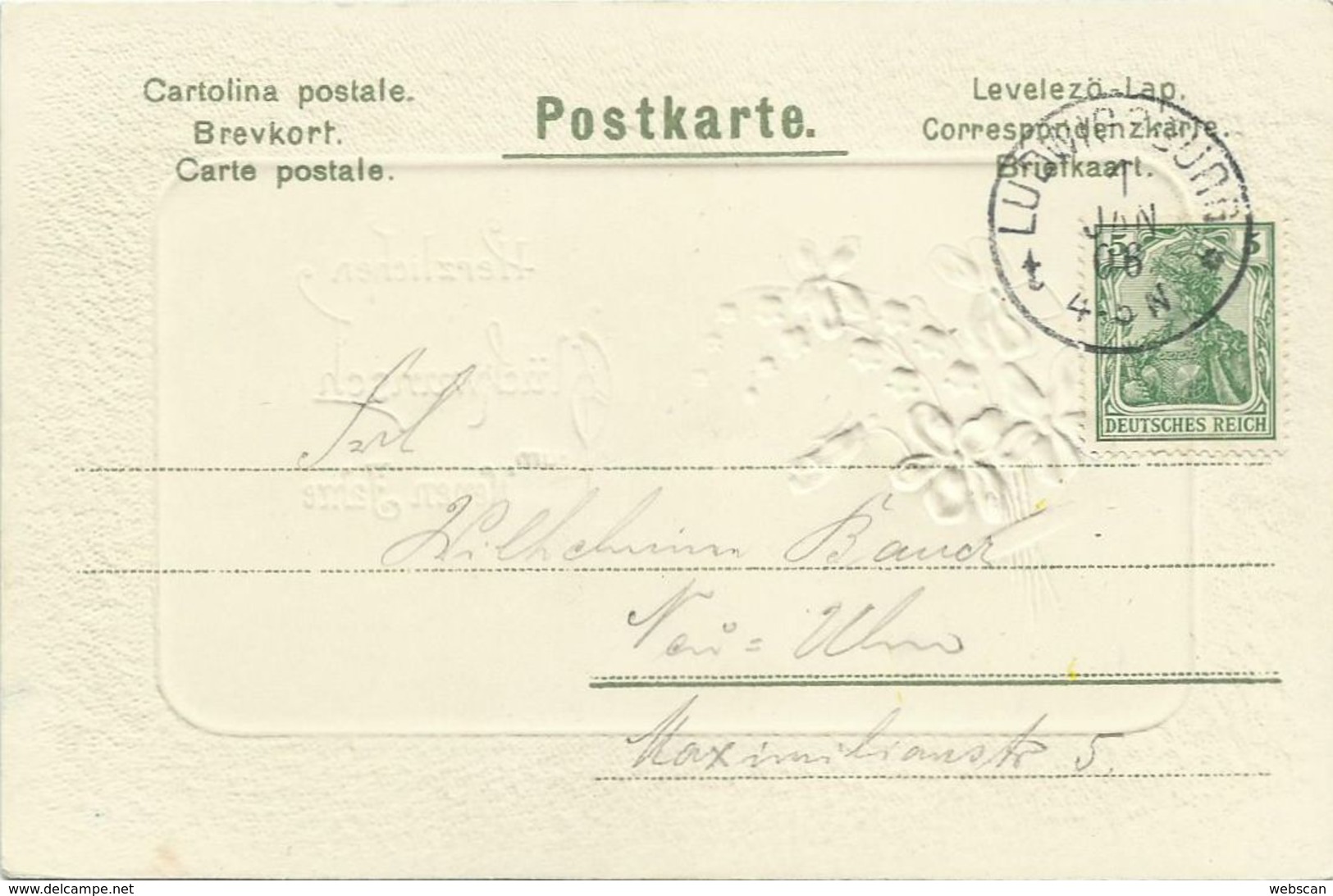 AK Neujahr New Year Veilchenstrauß Gold- & Prägedruck Passepartout 1906 #77 - New Year