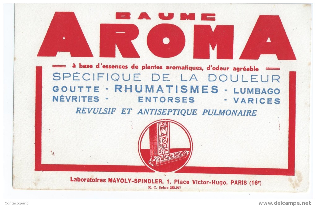 Baume    "  AROMA   "            Ft  =  13  Cm  X  21 Cm - Produits Pharmaceutiques