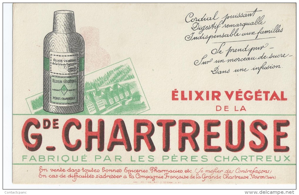 Elixir De La   " GRANDE  -  CHARTREUSE  "           Ft  =  13.5 Cm  X  21 Cm - Liquor & Beer