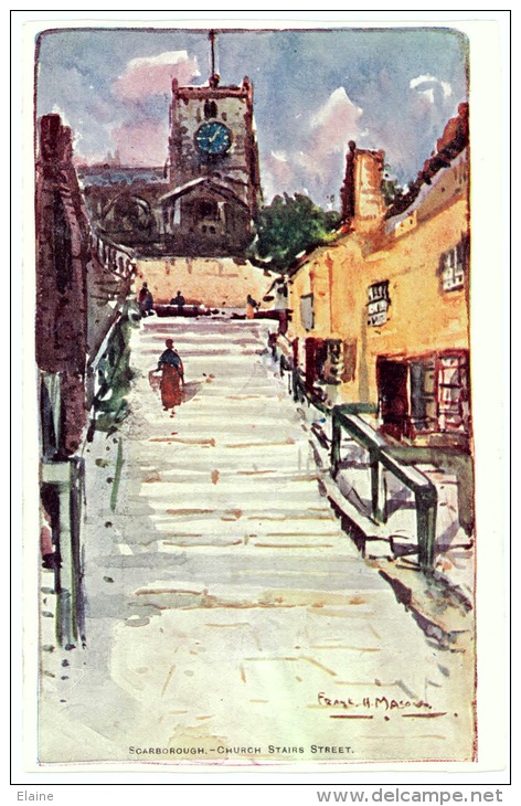 Art - Church Stairs Street, Scarborough, U.K. - Artist Signed Frank H. Mason - Scarborough