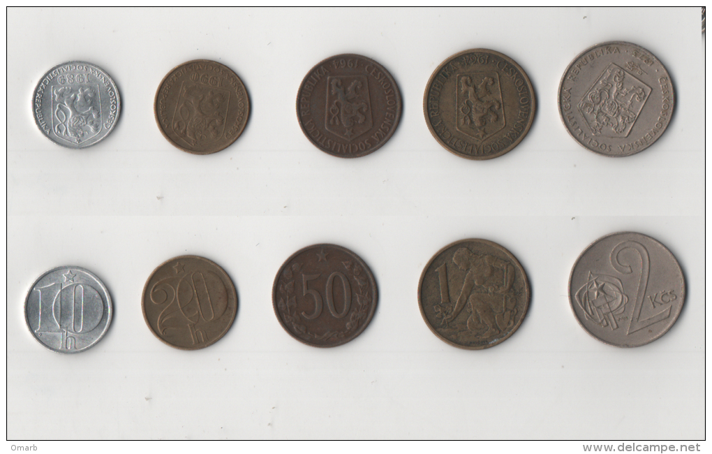 Mon021 Lotto N.5 Monete Repubblica Socialista Cecoslovacchia, Czecholovakia, Ceca, Koruna, Haleru - Tschechoslowakei