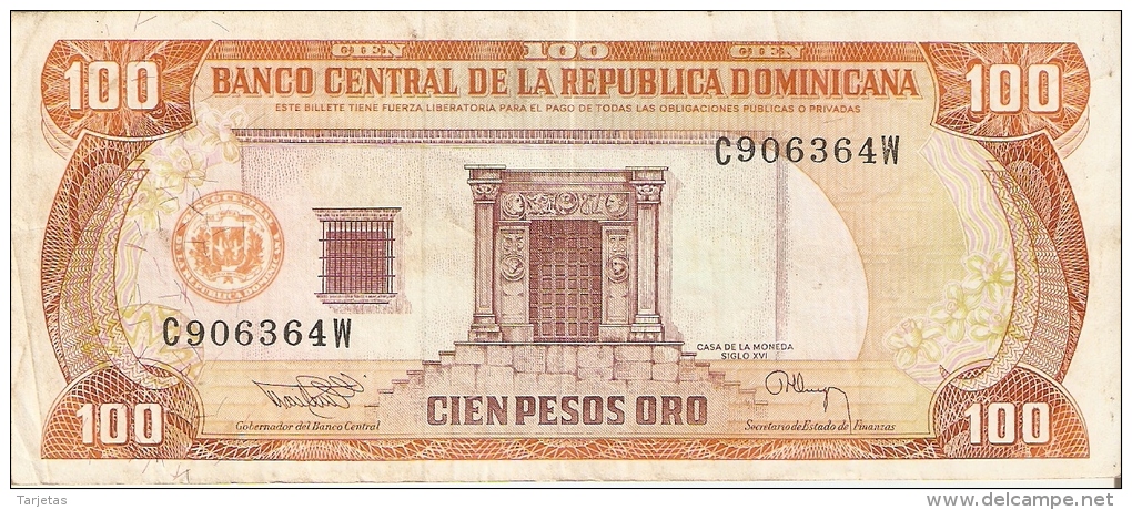 BILLETE DE REP. DOMINICANA DE 100 PESOS ORO DEL AÑO 1994 SERIE C (BANKNOTE) - República Dominicana