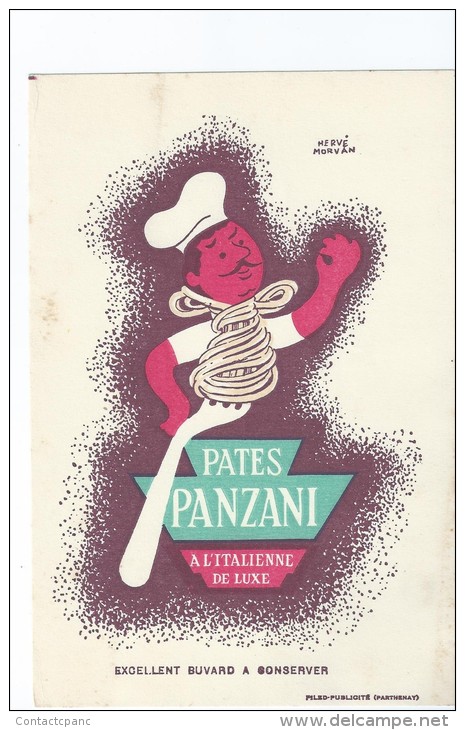 Pâtes     "  PANZANI   "    Illustrateur   :  Hervé   Morvan            -   Ft  =  13 Cm  X  19. 5 Cm - Food