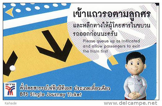 Thailand BTS Card  Ticket  Comic People  Yellow  Arrow - Eisenbahnen