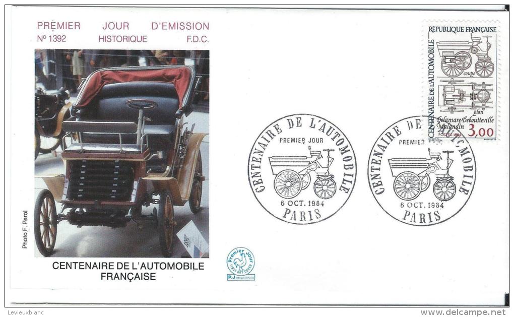 Premier Jour Emission/ Sports/ Centenaire De L'Automobile Française/1984   PJE15 - Automobile