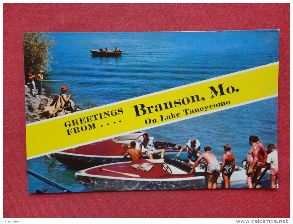 MO - Missouri > Branson  Boating  Greetings On Lake Taneycomo Not Mailed Back Side Upper Border Stain -  Ref-1086 - Branson