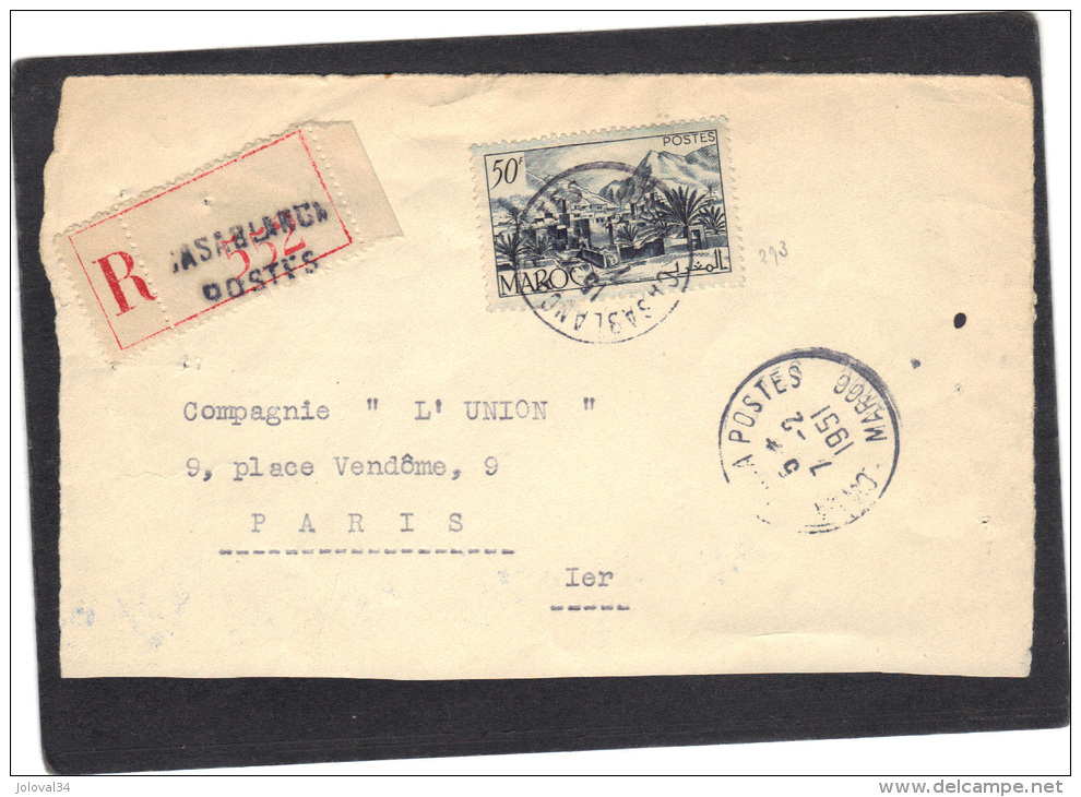 MAROC - Devant De Lettre Recommandée CASABLANCA POSTES -1951 - Lettres & Documents