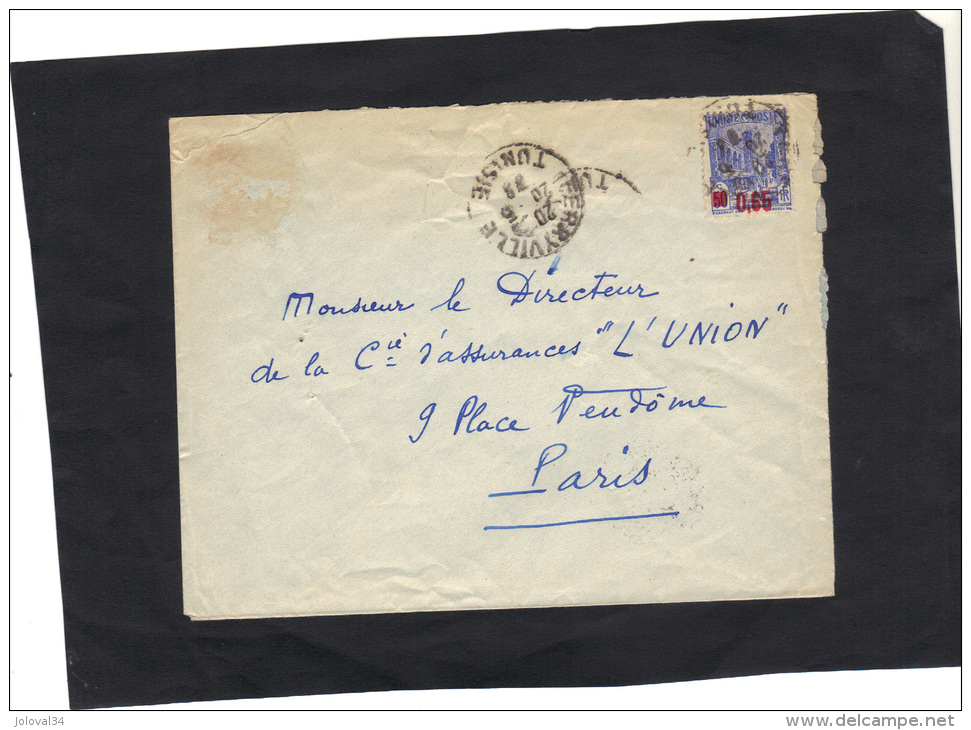 TUNISIE - Timbre Surchargé Sur Lettre Cachet  FERRYVILLE - 1938 - Lettres & Documents