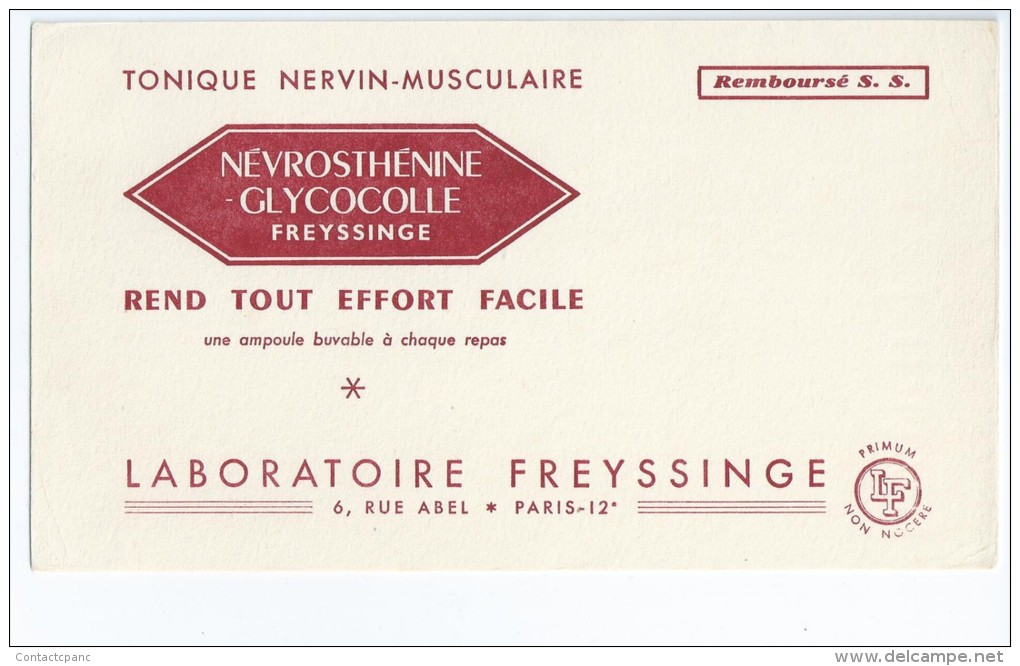 Laboratoire  Freyssinge   "  NEVROSTHENINE  "       -   Ft  =  12 Cm  X  21 Cm - Drogerie & Apotheke