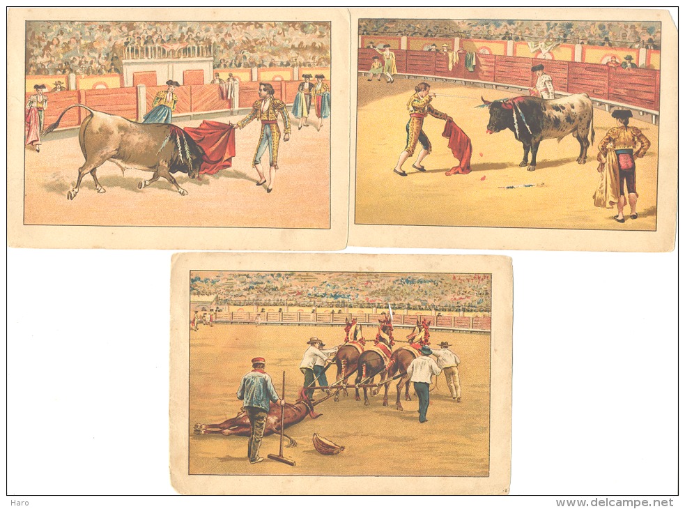 Lot De 7 Chromos Ou Illustrations  ! A Los Toros! - Corrida - Lithographies De S. Dura - Valencia (Mich2) - Sport