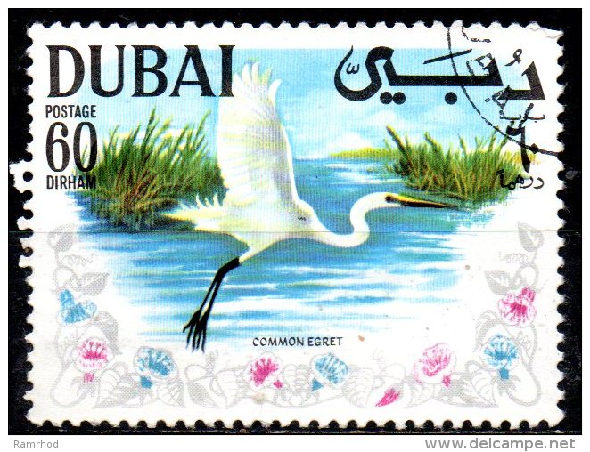 DUBAI 1968 Arabian Gulf Birds - 60d. - Great Egret ("Common Egret")  FU - Dubai