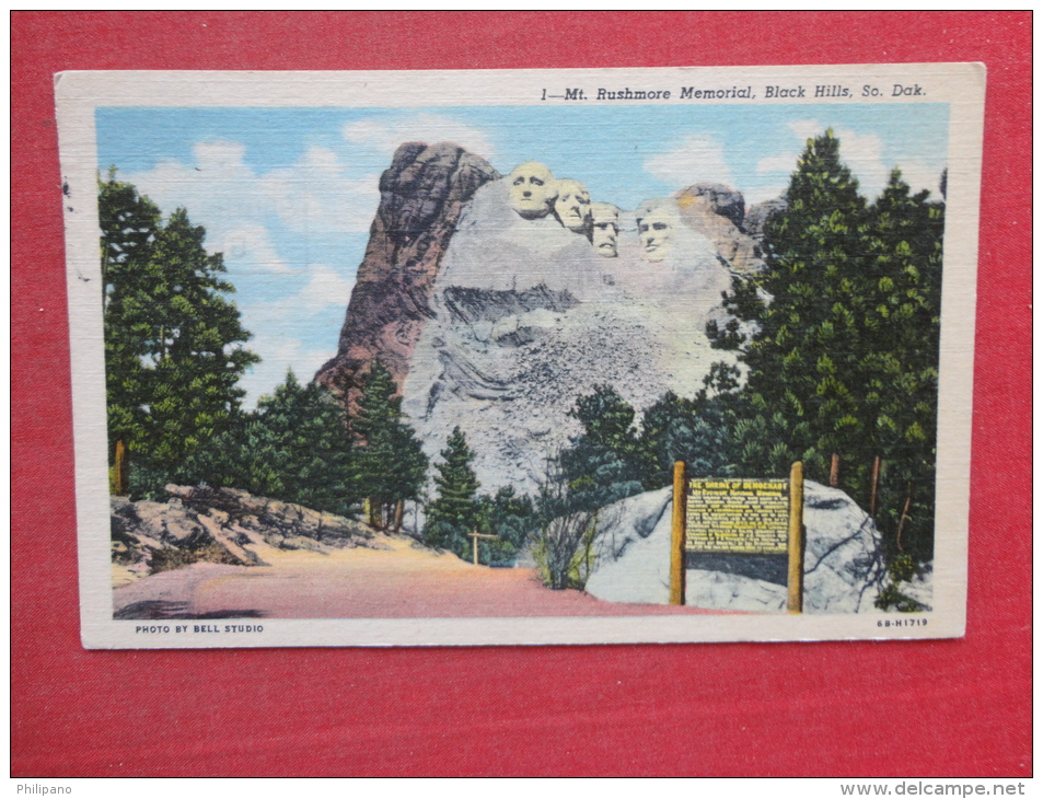 Mt  Rushmore Memorial Black Hills SD  1956 Cancel  Ref-1087 - Other & Unclassified