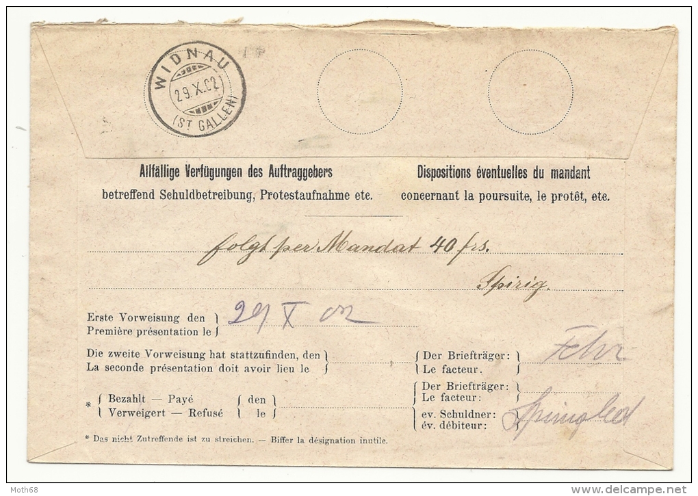 1902 Einzugsmandat Fehraltdorf Mit 68E - Lettres & Documents