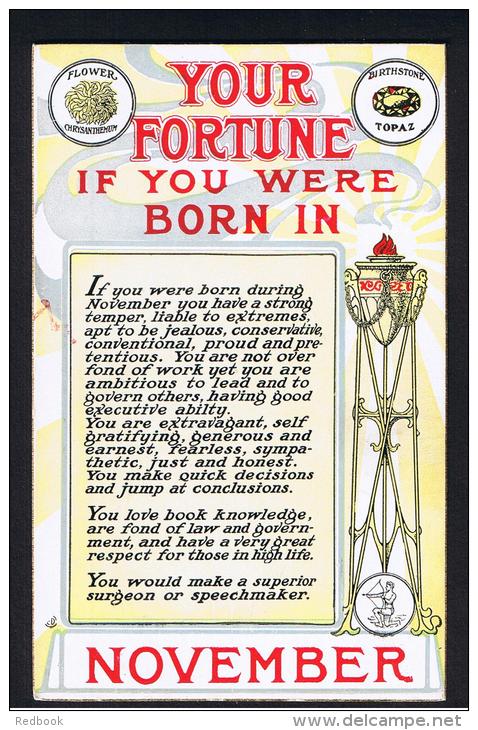 RB 952 - Sheahan's Fortune Postcard - If You Were Born In "November" - Fairy Tales, Popular Stories & Legends