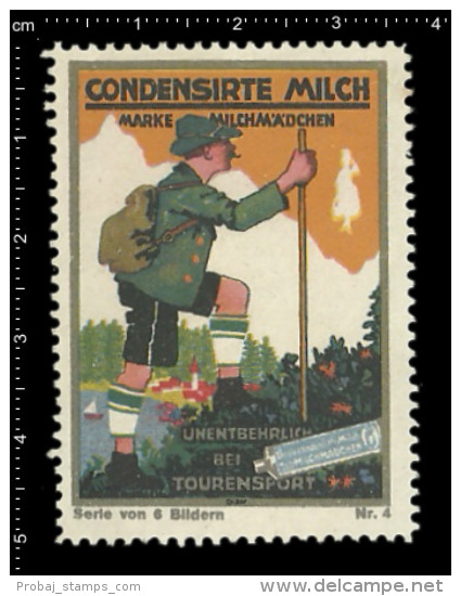 Original German Posterstamp Cinderella Reklamemarke Condensed Milk - Climbing Mountaineering Klettern Bergsteigen - Erinofilia