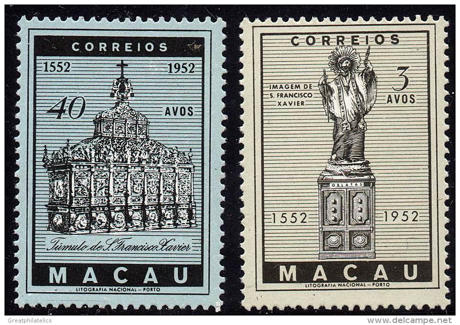 MACAO 1952 ST.FRANCIS XAVIER SC# 366-67 HIGH VALUES MNH  CV$38.00 Religion Art - Ungebraucht