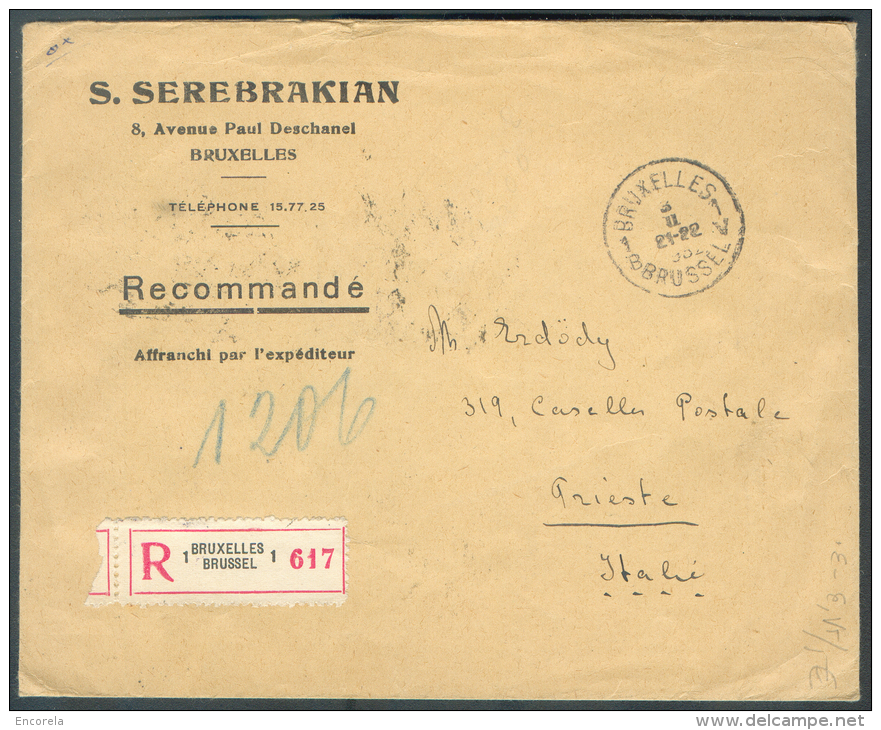 N°282(4)-TB4(3)-TB7(2)-TB10 Obl. Sc BRUXELLES 1 Au Verso D'une Lettre Recommandée Du 3-II-1932 Vers Trieste + Dc Ambulan - Tête-bêche [KP] & Inter-panels [KT]