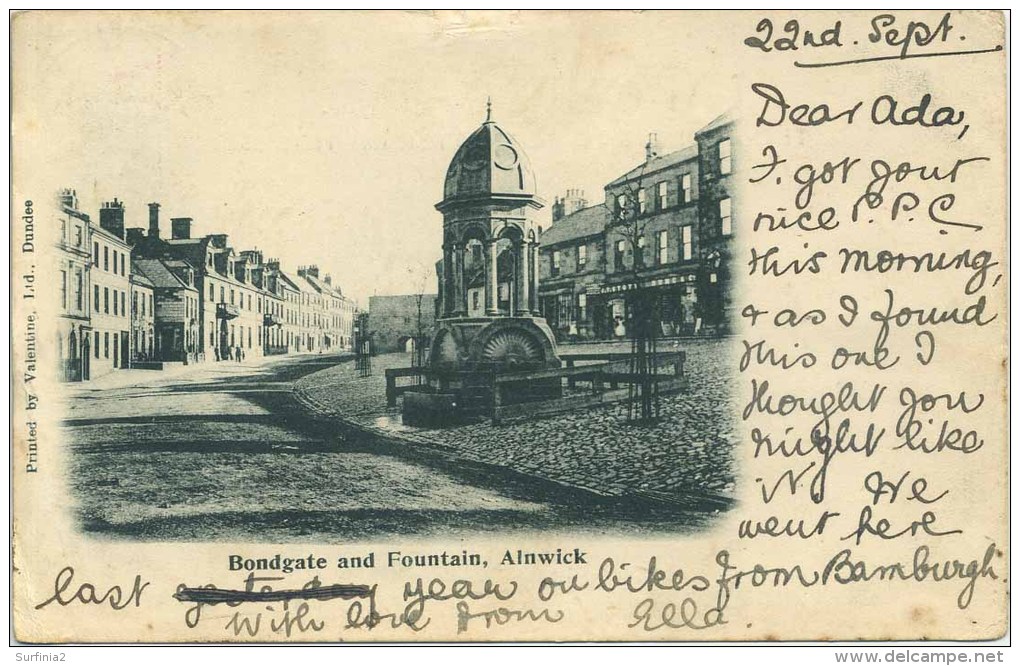 NORTHUMBERLAND - ALNWICK - BONDGATE AND FOUNTAIN 1902  Nm188 - Other & Unclassified