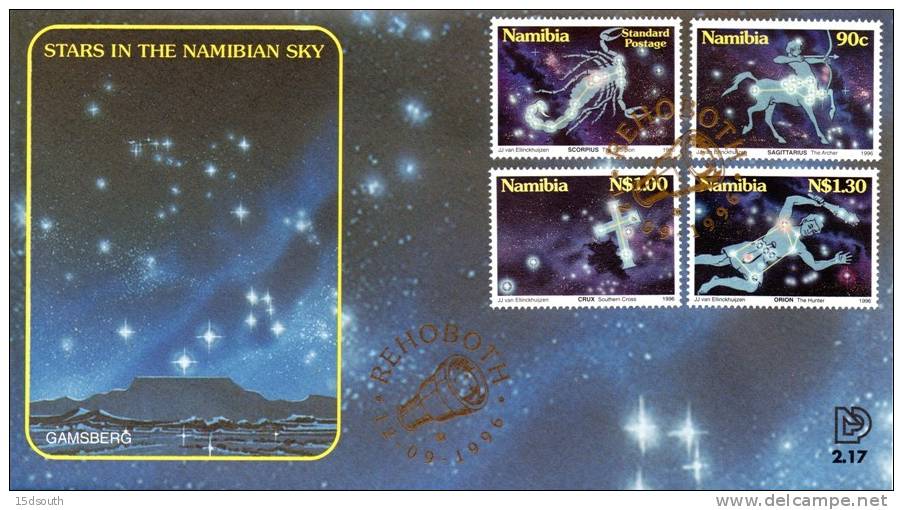 Namibia - 1996 Stars In The Namibian Sky FDC # SG 692-695 , Mi 819-822 - Astronomy