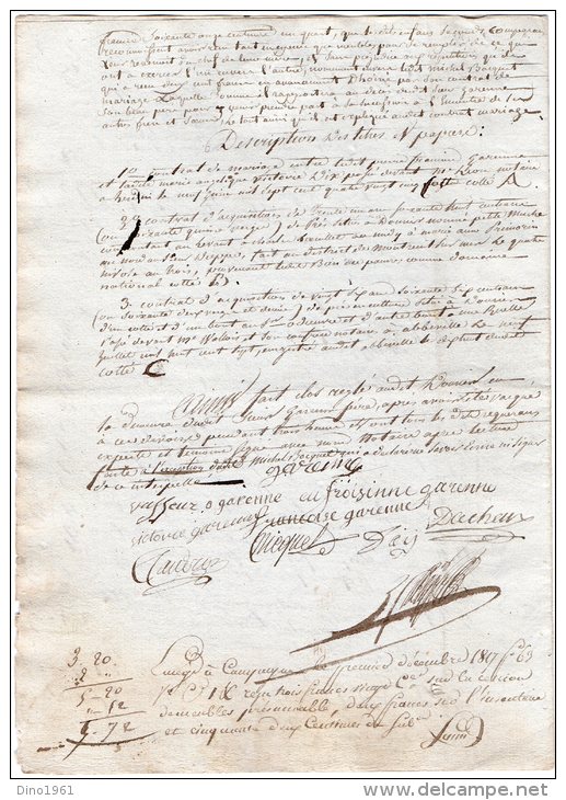 VP152 - CAMPAGNE LES HESDIN X DOURIEZ 1817 - Acte D'inventaire - Manuskripte