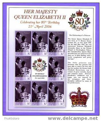 St Vincent 2006 Block 80th Birthday Queen Elizabeth II - Block 80. Geburstag Königin Elizabeth - St.Vincent (1979-...)