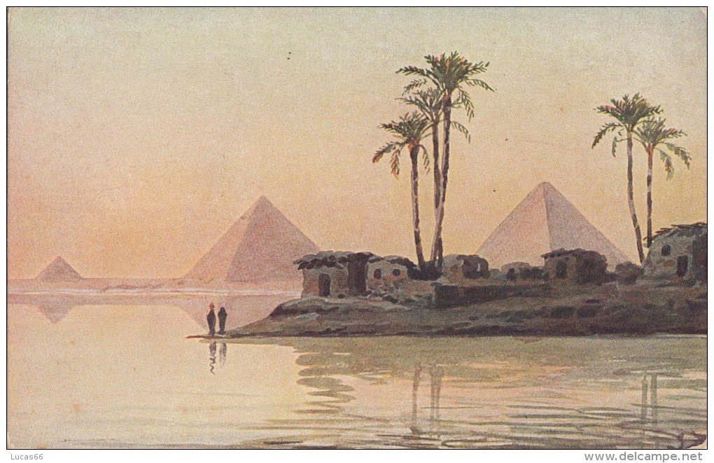 C1940 -  PYRAMIDS IN THE SUNSET - Pyramids